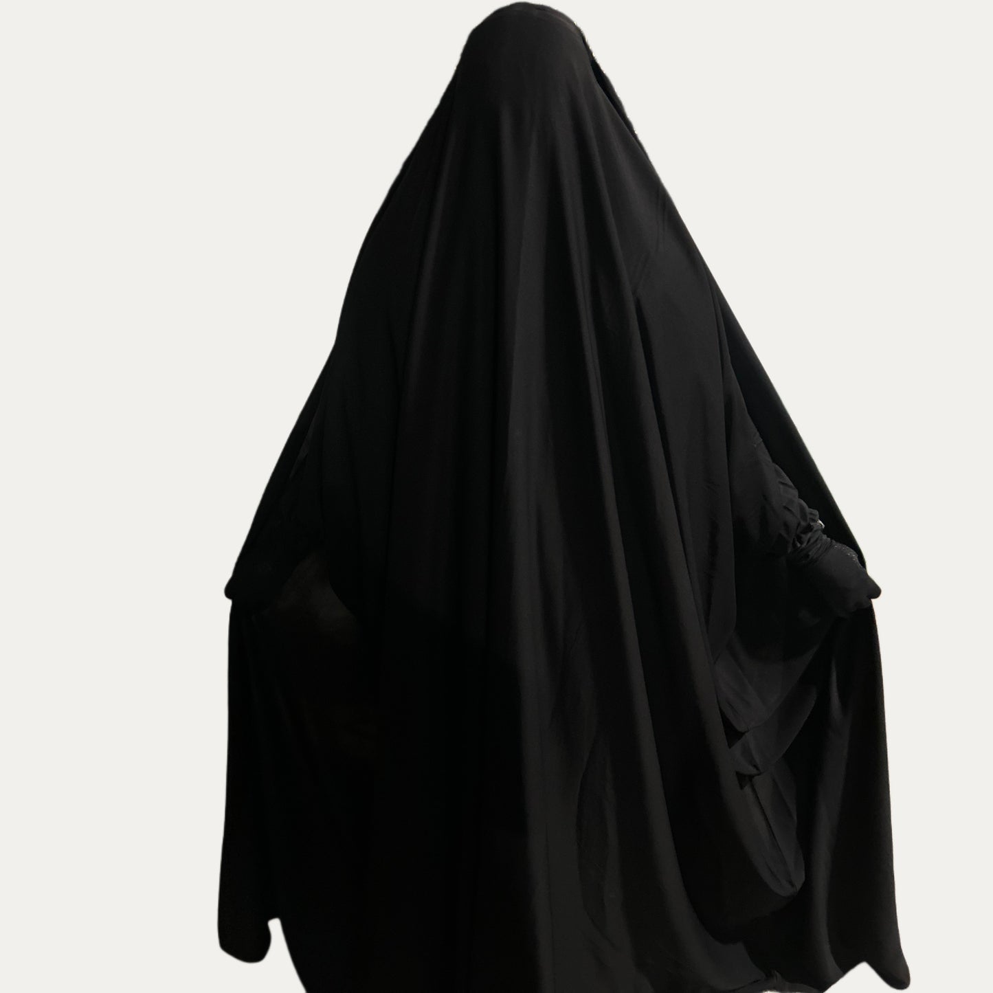 BLACK OPENED OVERHEAD WITH ELASTIC SLEEVES