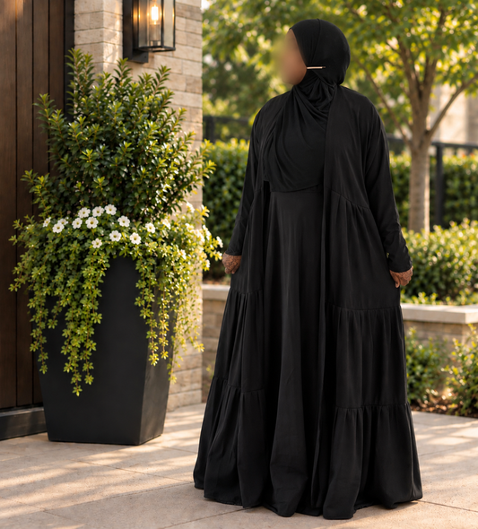 Black 3 Tier Pleated Duster