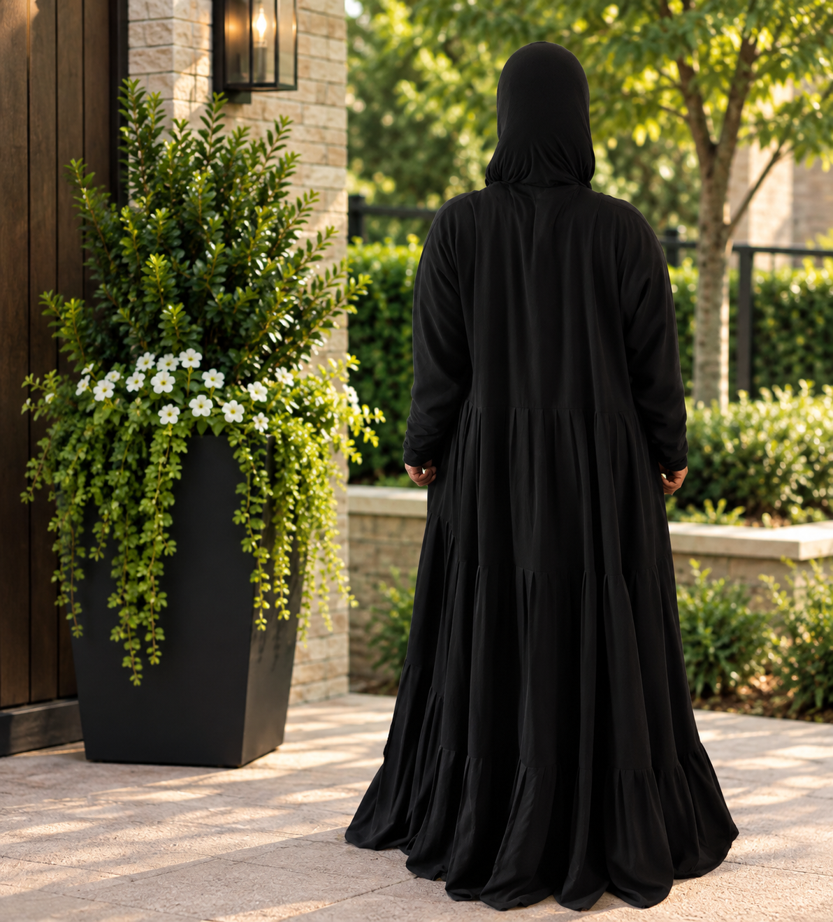 Black 3 Tier Pleated Duster