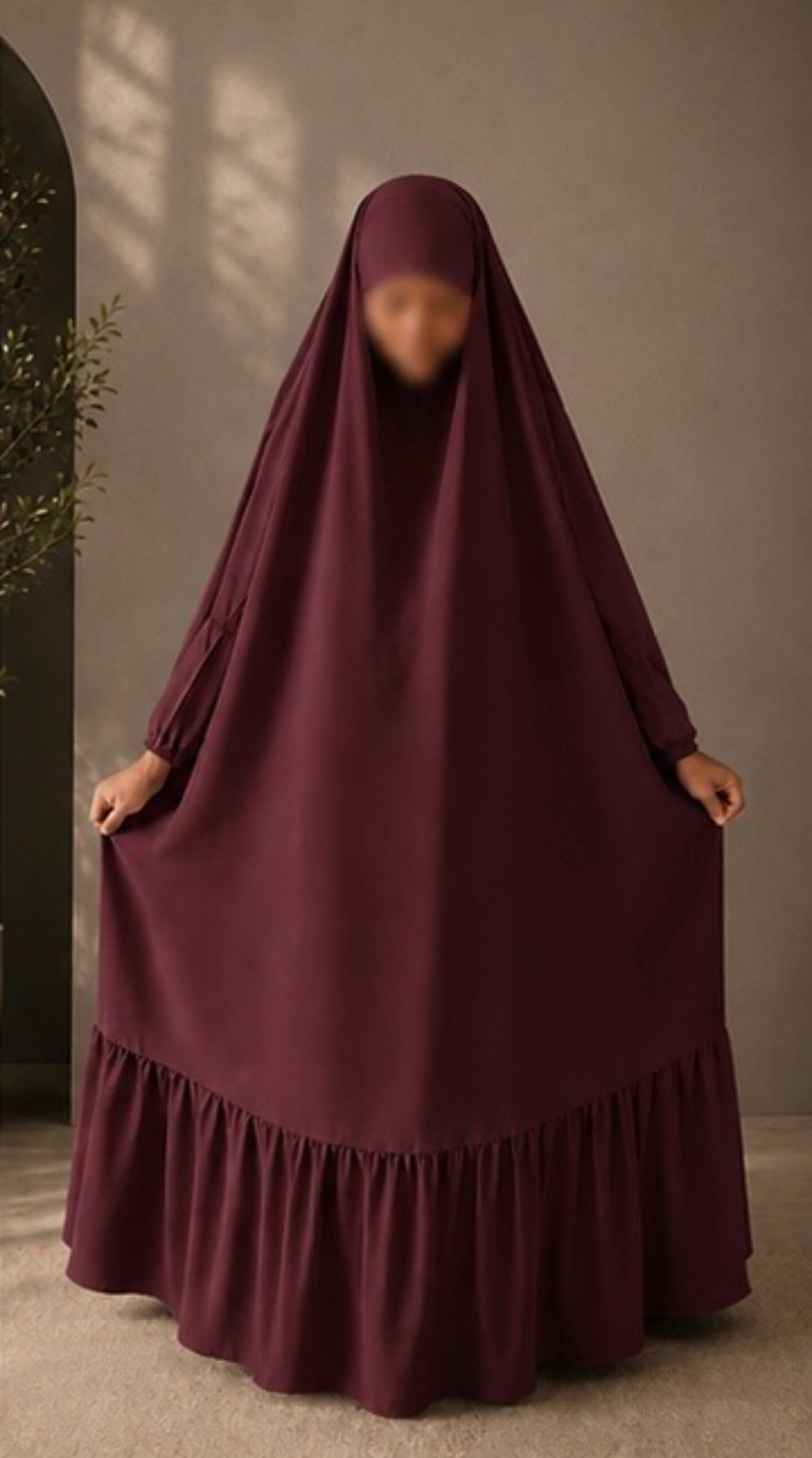 JILBAB OVERHEAD WITH PLEATS AND ELASTIC SLEEVES