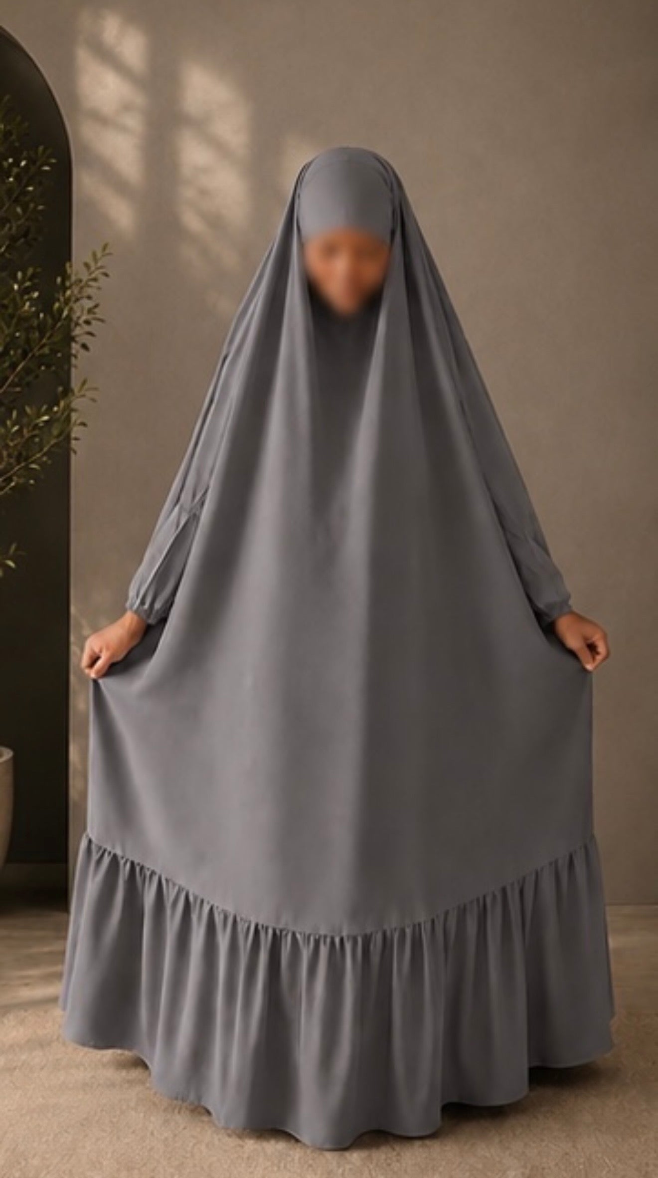 JILBAB OVERHEAD WITH PLEATS AND ELASTIC SLEEVES