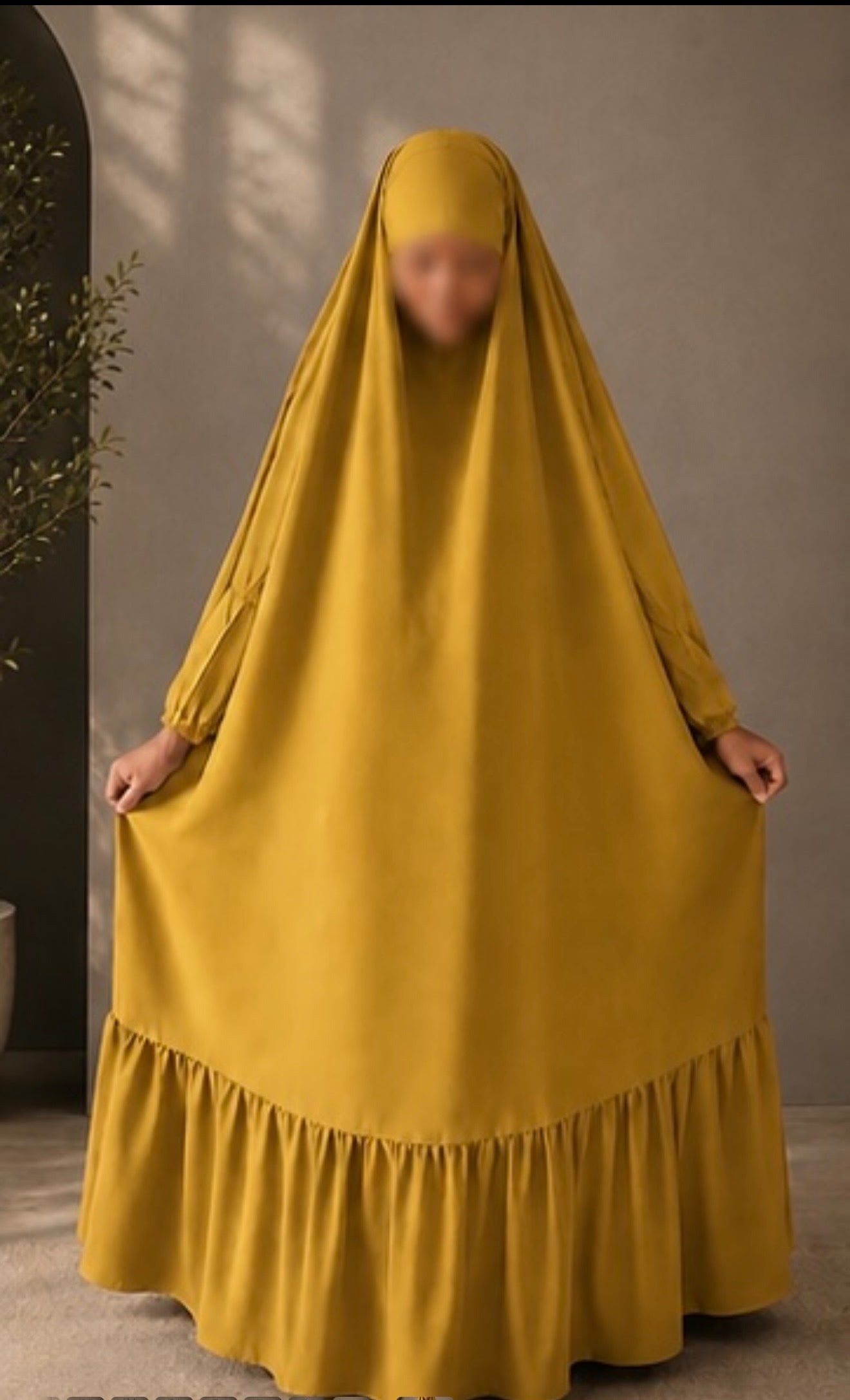 JILBAB OVERHEAD WITH PLEATS AND ELASTIC SLEEVES