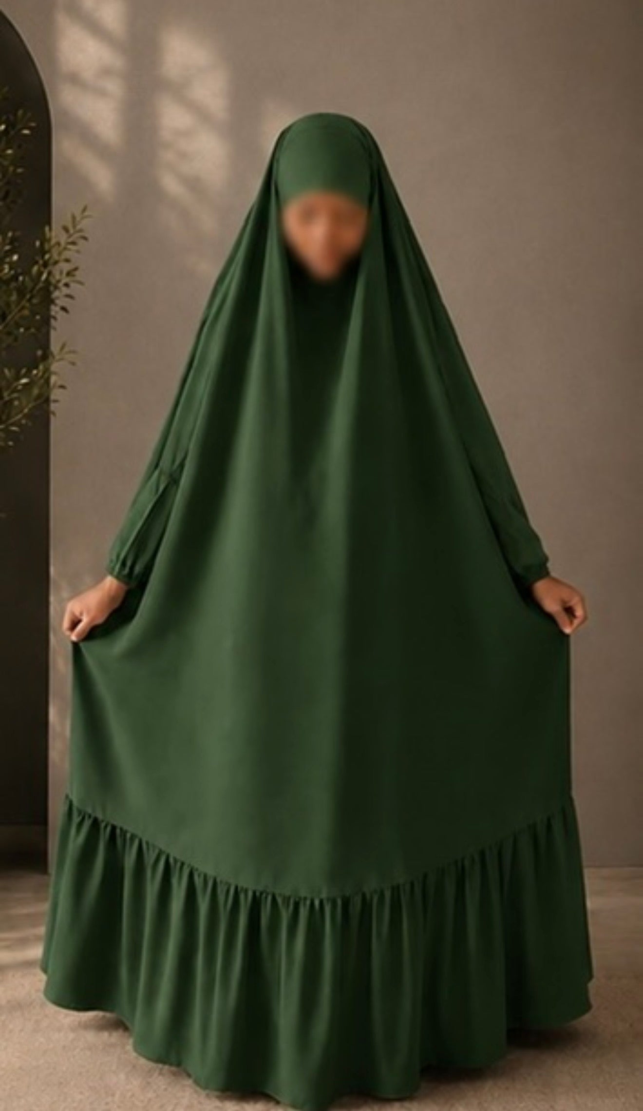 JILBAB OVERHEAD WITH PLEATS AND ELASTIC SLEEVES