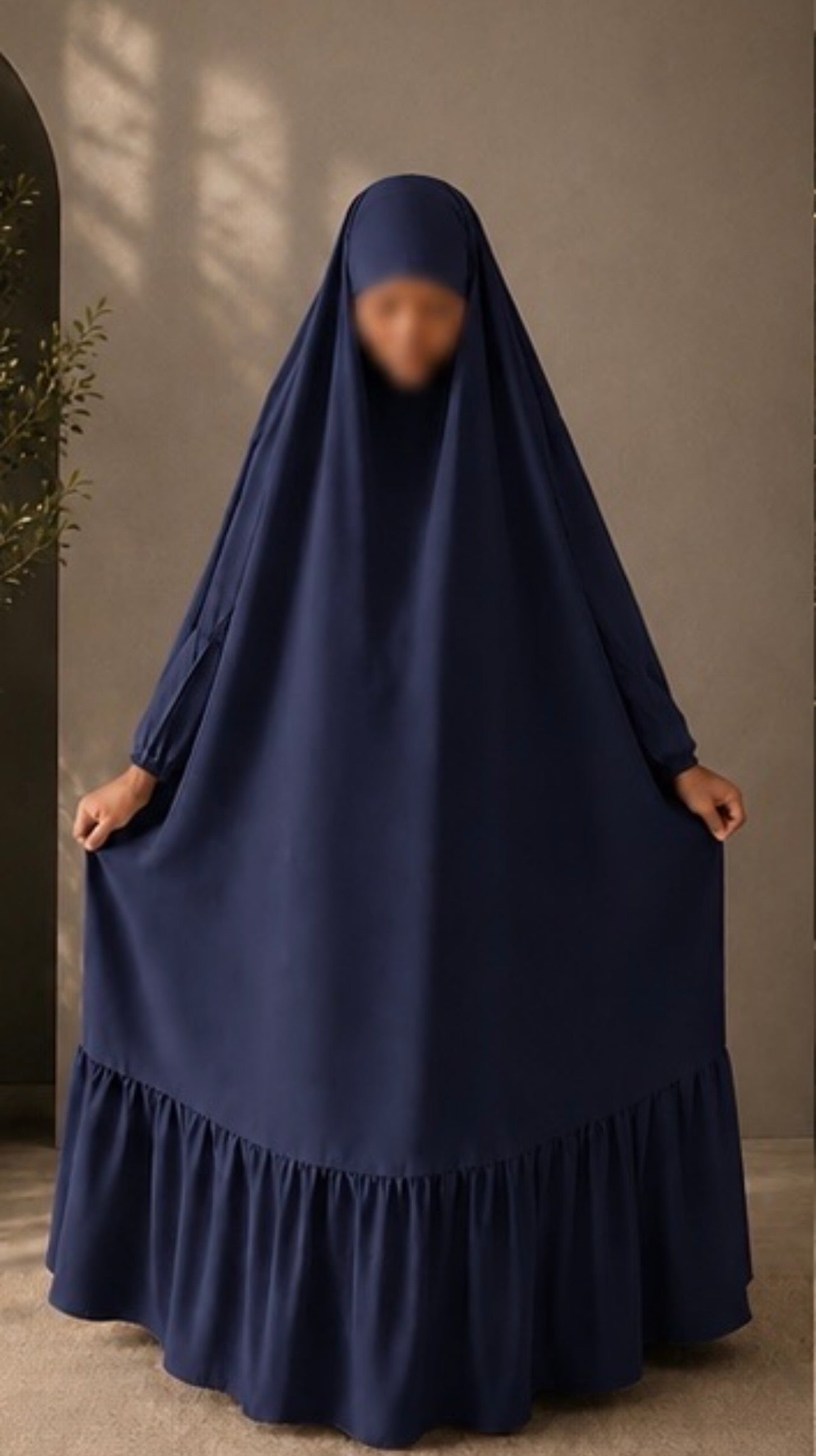 JILBAB OVERHEAD WITH PLEATS AND ELASTIC SLEEVES
