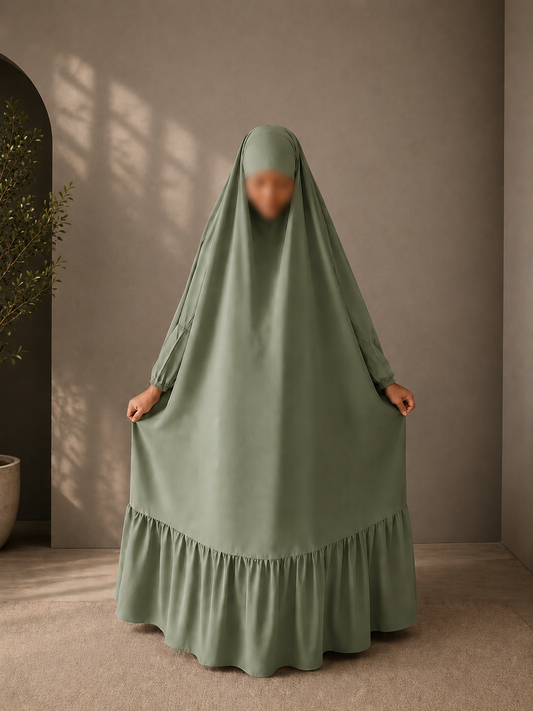 JILBAB WITH PLEATS AND ELASTIC SLEEVES