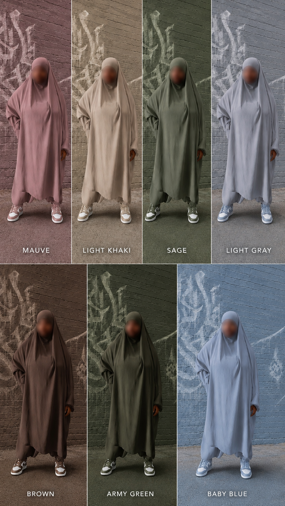 Jilbab 2 Piece Set with Attached Niqab & Harlem Pants